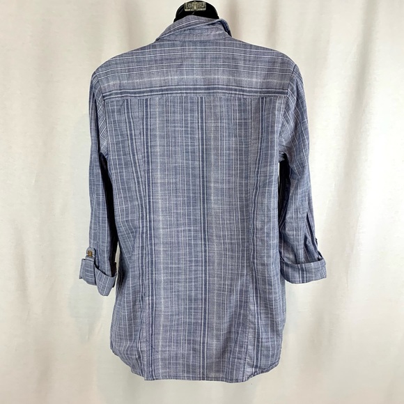 Anne Klein roll tab shirt with gold zipper/accents, size Medium - Picture 2 of 6